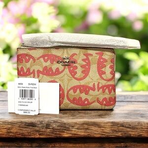 Coach Corner Zip Wristlet In Signature Canvas With Rexy By Guang Yu NWT